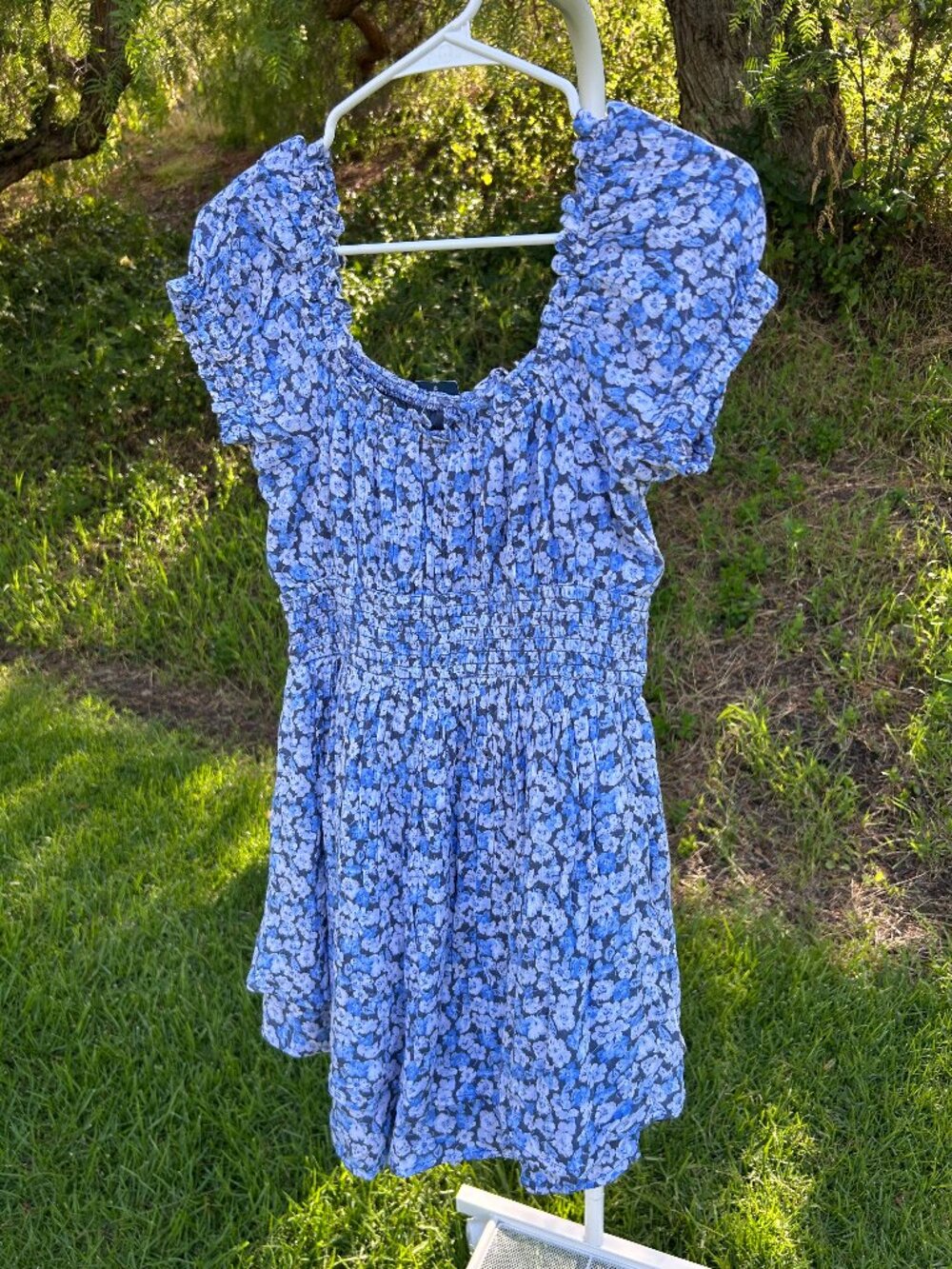 NWT Hollister Floral Cottagecore Smocked Blue Romper